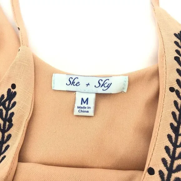 She + Sky Sleeveless Dress Women’s Size M- Strappy Blue Floral Fully Lined - Picture 15 of 15